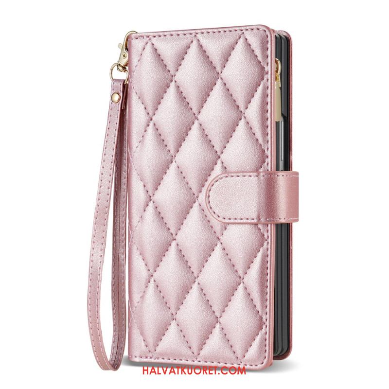 Nahkakotelo Samsung Galaxy Z Fold 7 Pehmustettu Olkahihnalla Ja Kaulanauhalla