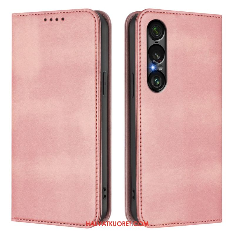 Nahkakotelo Sony Xperia 1 Vii Rfid-suojattu Retrokuvio Suojakuori