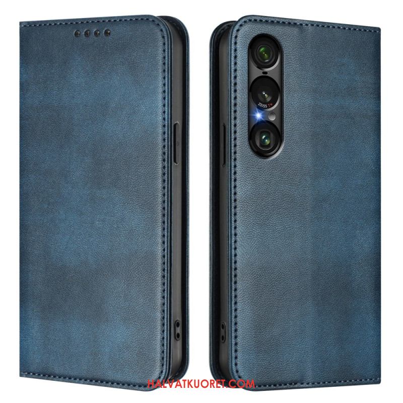 Nahkakotelo Sony Xperia 1 Vii Rfid-suojattu Retrokuvio Suojakuori