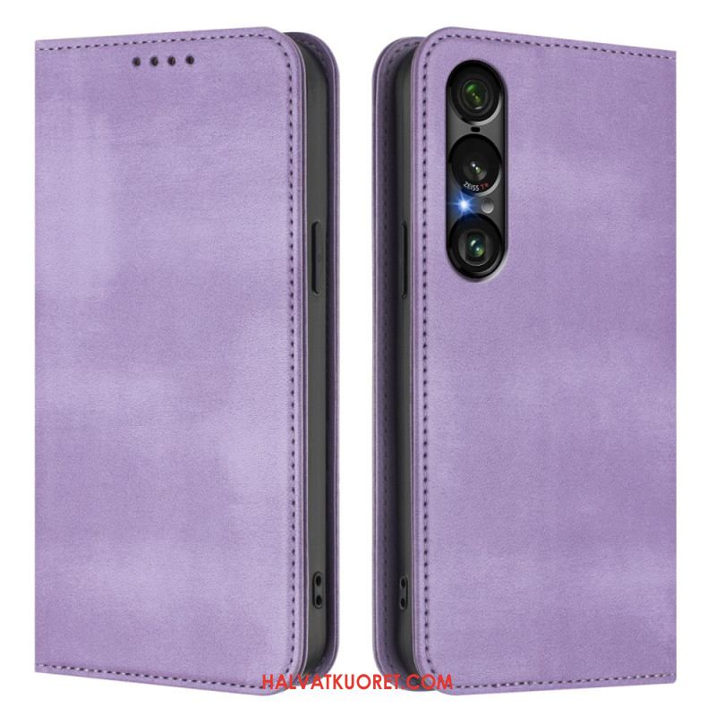 Nahkakotelo Sony Xperia 1 Vii Rfid-suojattu Retrokuvio Suojakuori