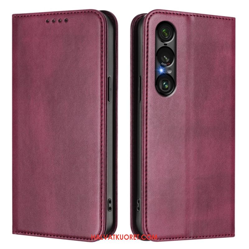 Nahkakotelo Sony Xperia 1 Vii Rfid-suojattu Retrokuvio Suojakuori