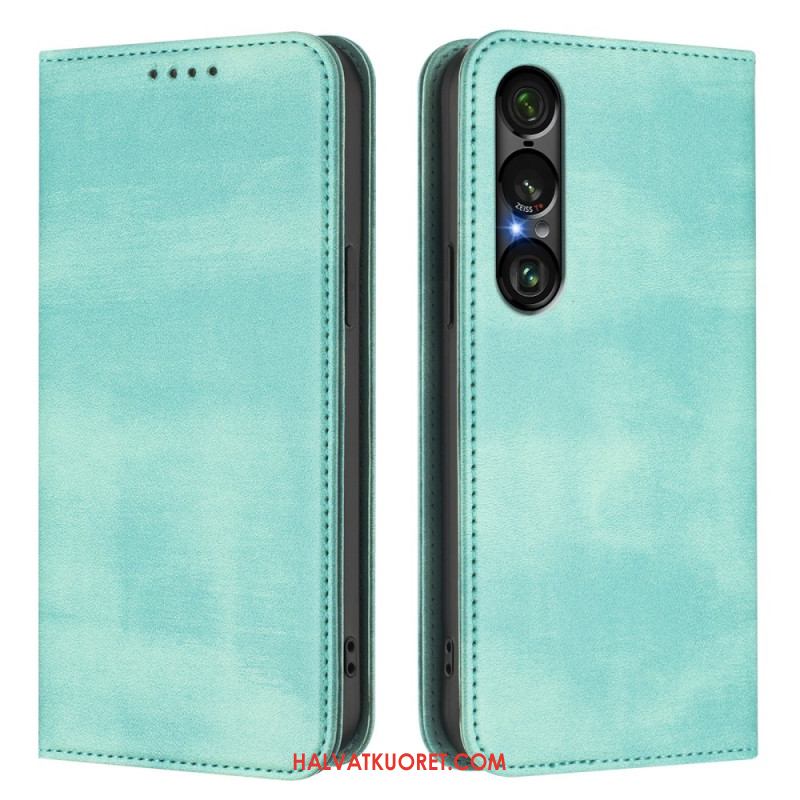 Nahkakotelo Sony Xperia 1 Vii Rfid-suojattu Retrokuvio Suojakuori