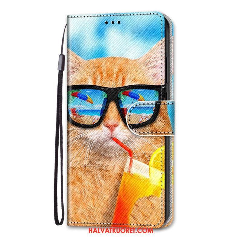 Nahkakotelo Xiaomi 12 / 12X Kissat Kaulanauhalla