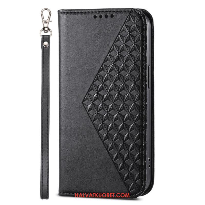 Nahkakotelo Xiaomi 14 3d Diamond Design Hihnalla Suojakuori