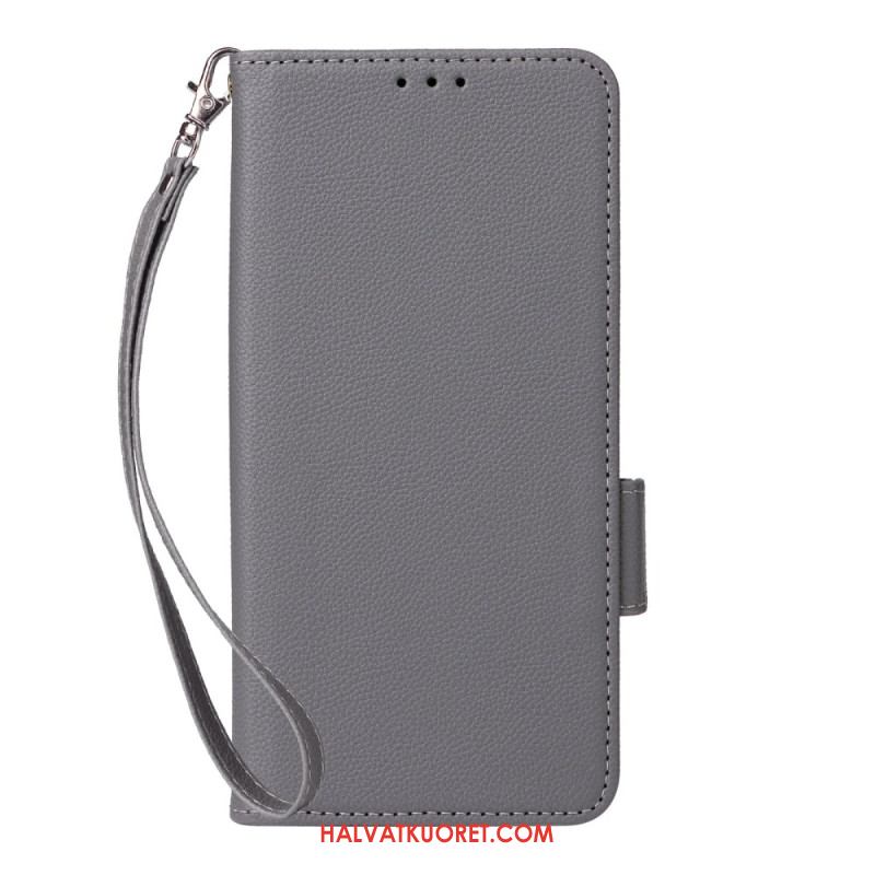 Nahkakotelo Xiaomi 15 Litsi-keinonahka Hihnalla