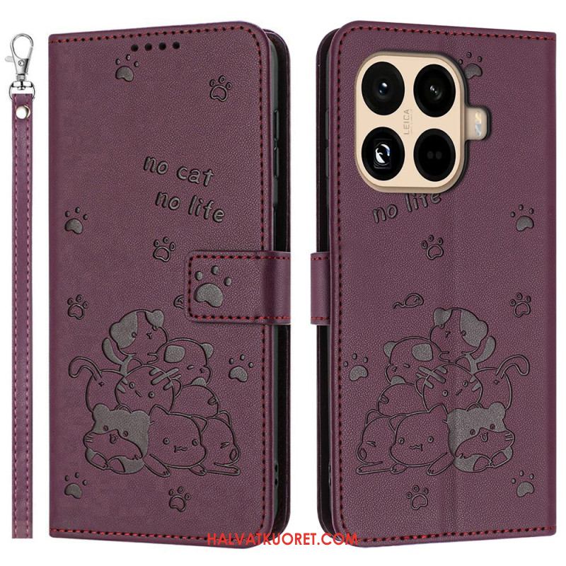 Nahkakotelo Xiaomi 15t Pro Kissakasa Hihnalla