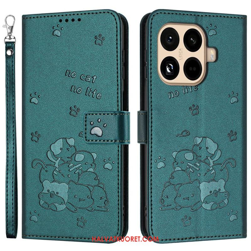 Nahkakotelo Xiaomi 15t Pro Kissakasa Hihnalla