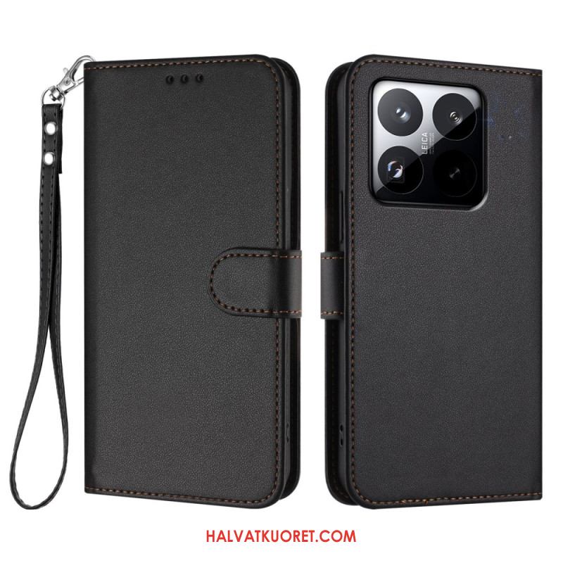 Nahkakotelo Xiaomi 15t Yksivärinen Hihnalla