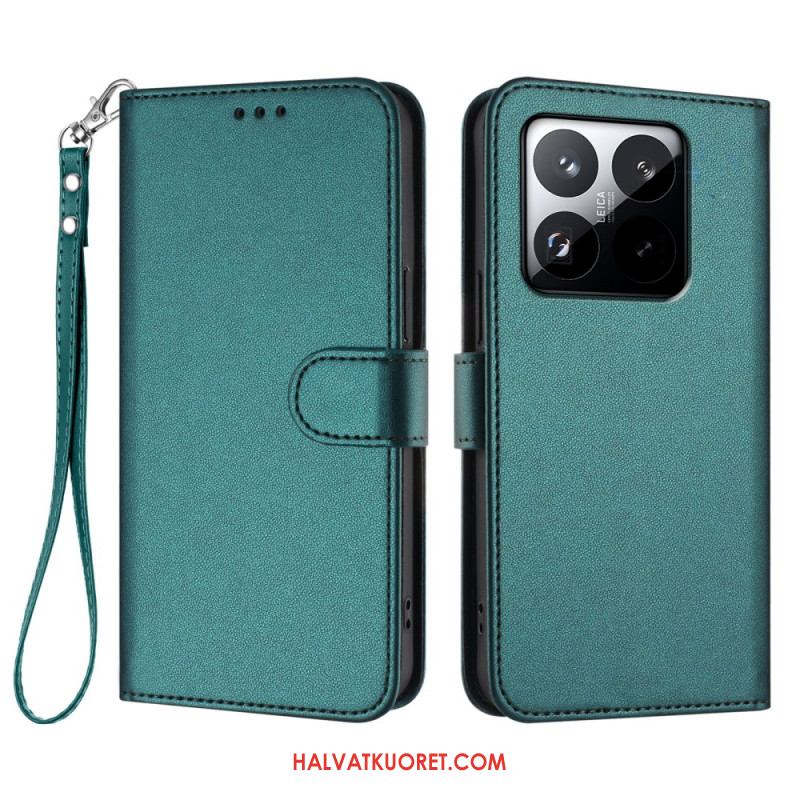 Nahkakotelo Xiaomi 15t Yksivärinen Hihnalla