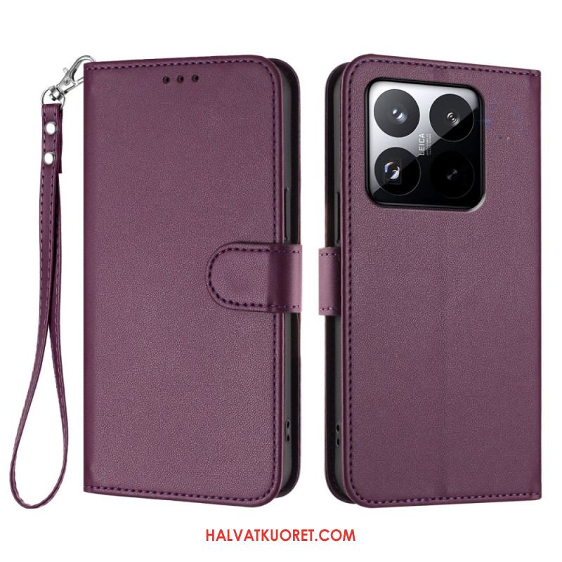 Nahkakotelo Xiaomi 15t Yksivärinen Hihnalla