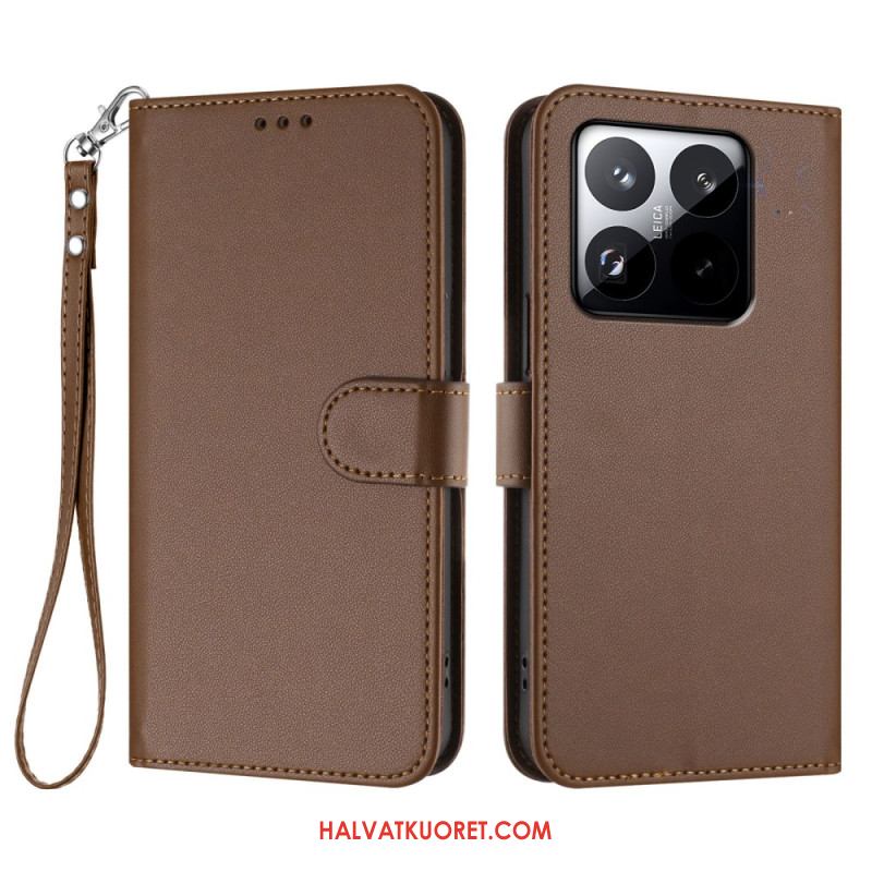 Nahkakotelo Xiaomi 15t Yksivärinen Hihnalla