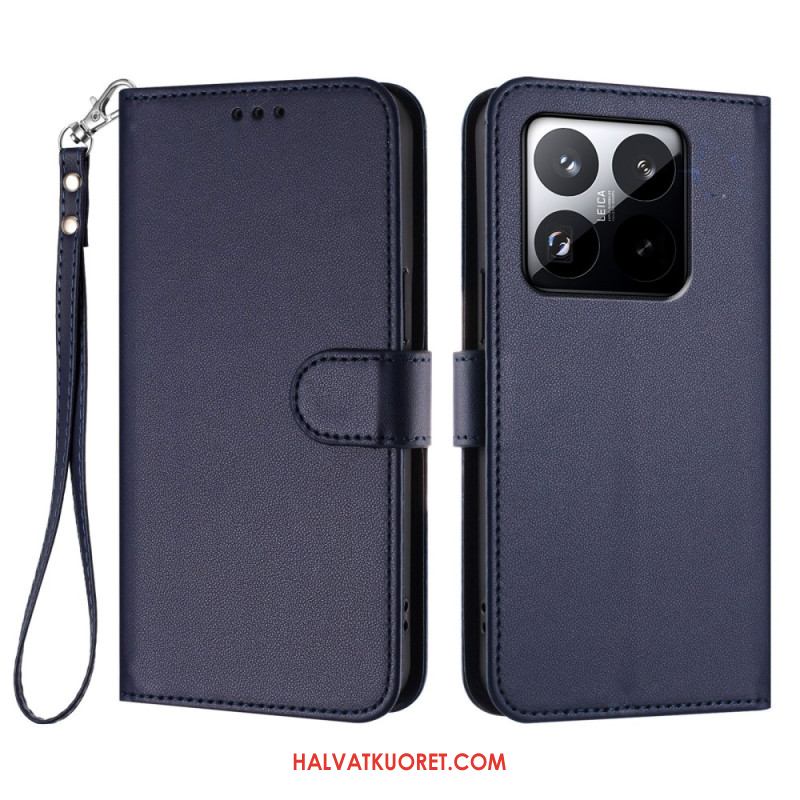 Nahkakotelo Xiaomi 15t Yksivärinen Hihnalla