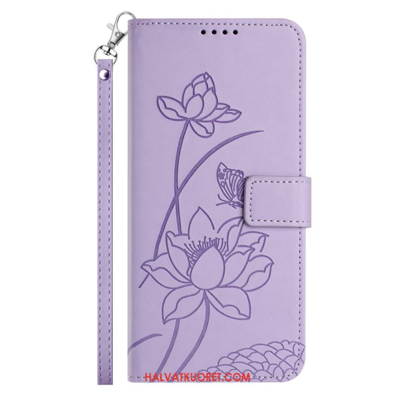 Nahkakotelo Xiaomi 17 Pro Lootuskuvio Ja Nauha