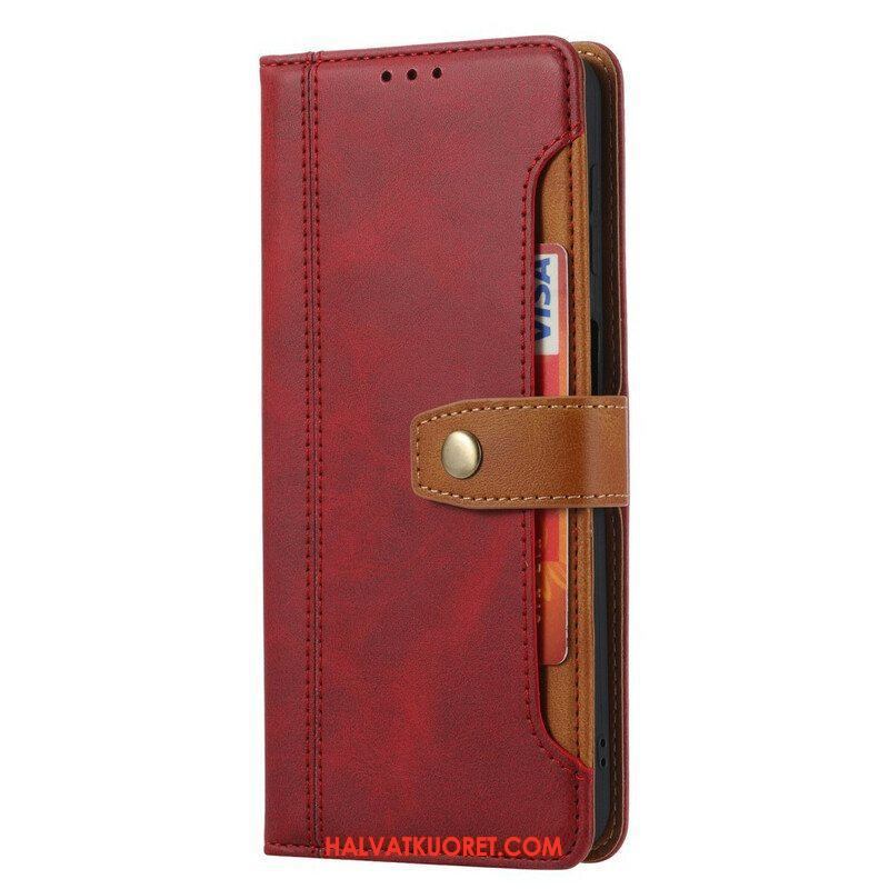 Nahkakotelo Xiaomi Redmi Note 10 / 10S Etukorttipidike Ja -hihna