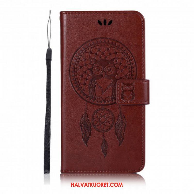 Nahkakotelo Xiaomi Redmi Note 10 Pro Nahkaefekti Dreamcatcher Owl
