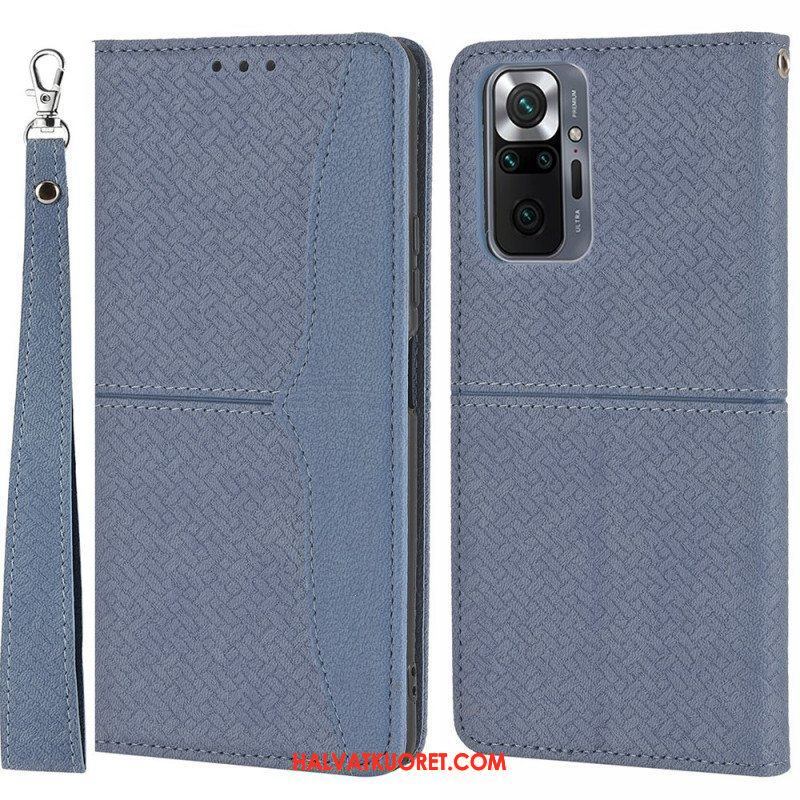 Nahkakotelo Xiaomi Redmi Note 10 Pro Suojaketju Kuori Strappy Woven Leather Style