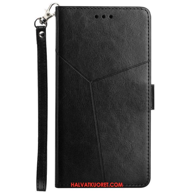 Nahkakotelo Xiaomi Redmi Note 11 Pro Plus 5G Suojaketju Kuori Strappy Geometric Leather Style