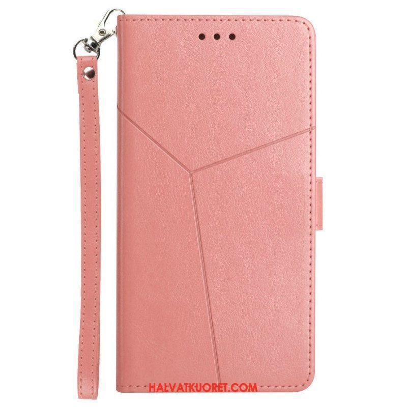 Nahkakotelo Xiaomi Redmi Note 11 Pro Plus 5G Suojaketju Kuori Strappy Geometric Leather Style