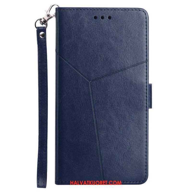 Nahkakotelo Xiaomi Redmi Note 11 Pro Plus 5G Suojaketju Kuori Strappy Geometric Leather Style