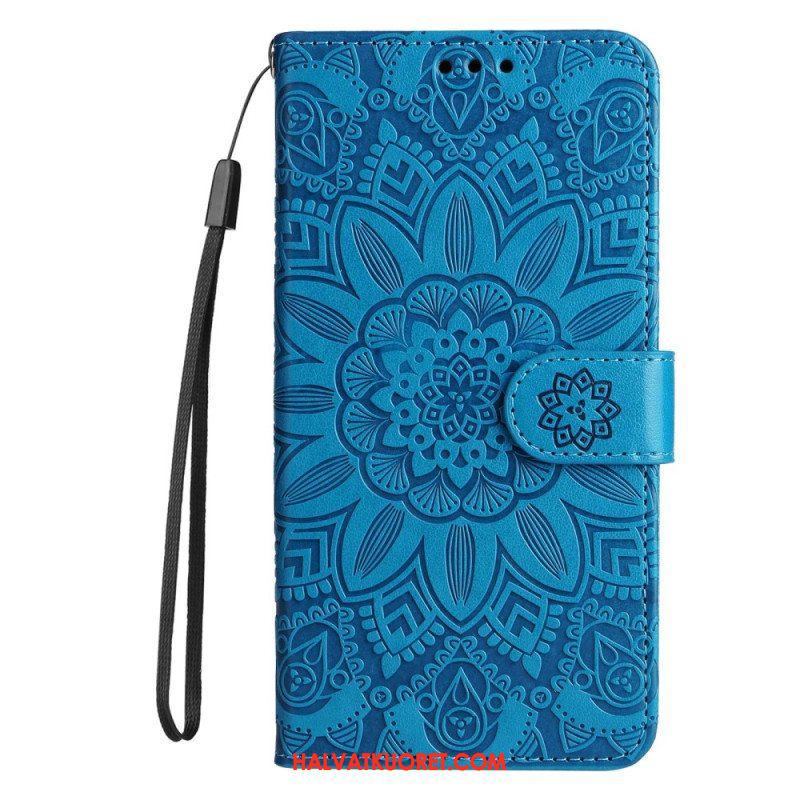 Nahkakotelo Xiaomi Redmi Note 12 5G Suojaketju Kuori Mandala-koriste Hihnalla