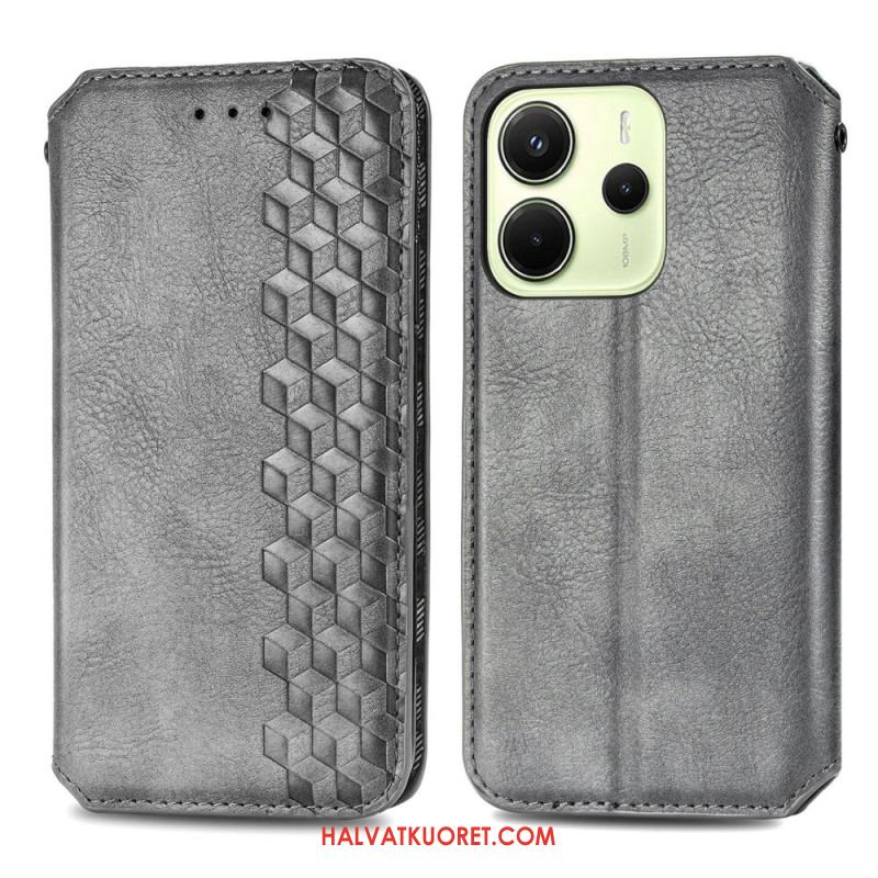 Nahkakotelo Xiaomi Redmi Note 14 4g Vintage-nahkakuvio Timanttikuviolla