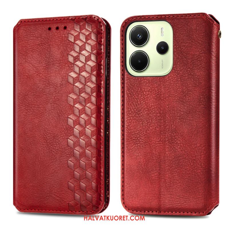 Nahkakotelo Xiaomi Redmi Note 14 4g Vintage-nahkakuvio Timanttikuviolla