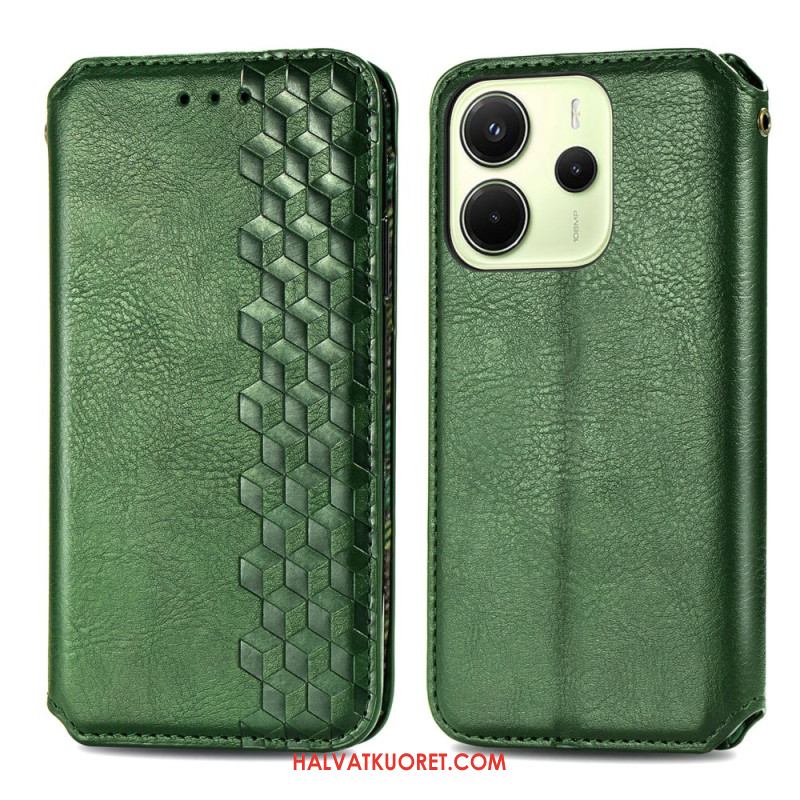 Nahkakotelo Xiaomi Redmi Note 14 4g Vintage-nahkakuvio Timanttikuviolla