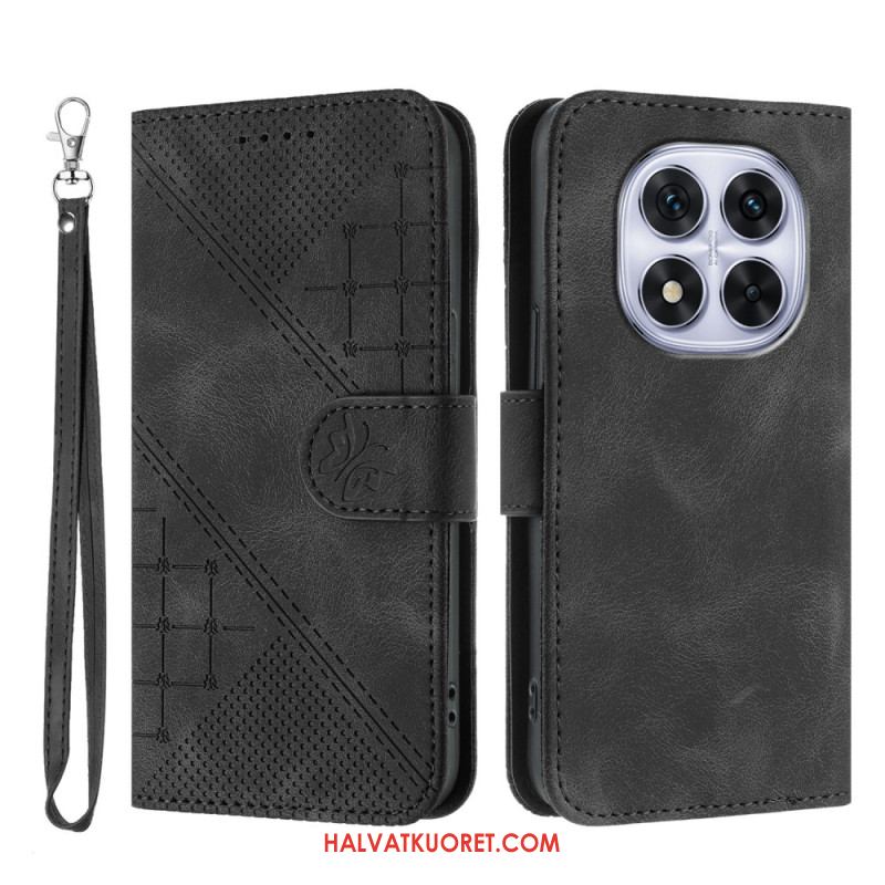 Nahkakotelo Xiaomi Redmi Note 14 Pro 4g Geometrinen Kuvio Hihnalla