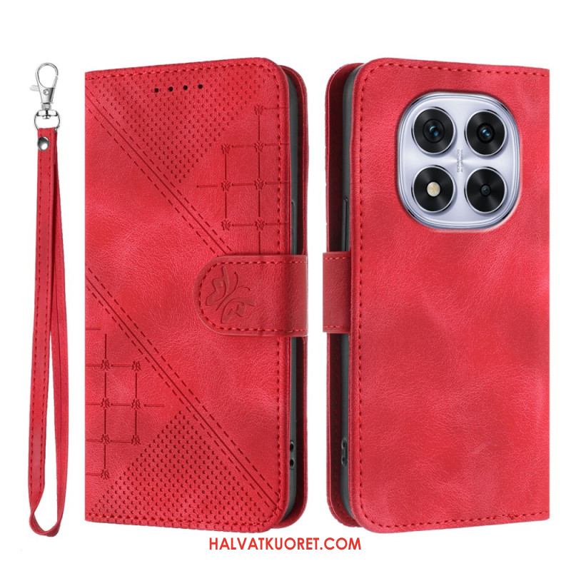 Nahkakotelo Xiaomi Redmi Note 14 Pro 4g Geometrinen Kuvio Hihnalla