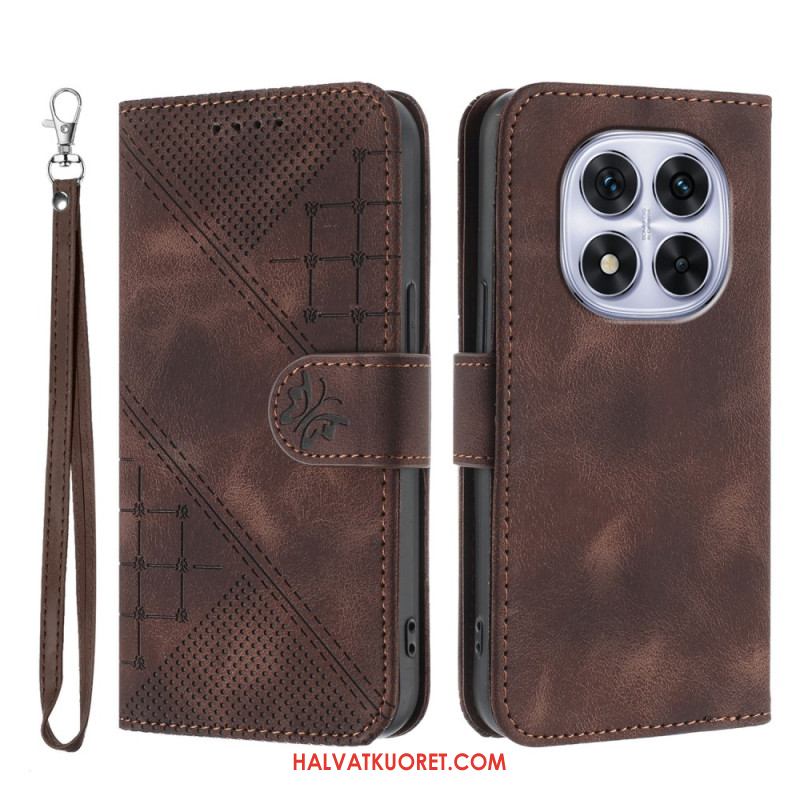 Nahkakotelo Xiaomi Redmi Note 14 Pro 4g Geometrinen Kuvio Hihnalla