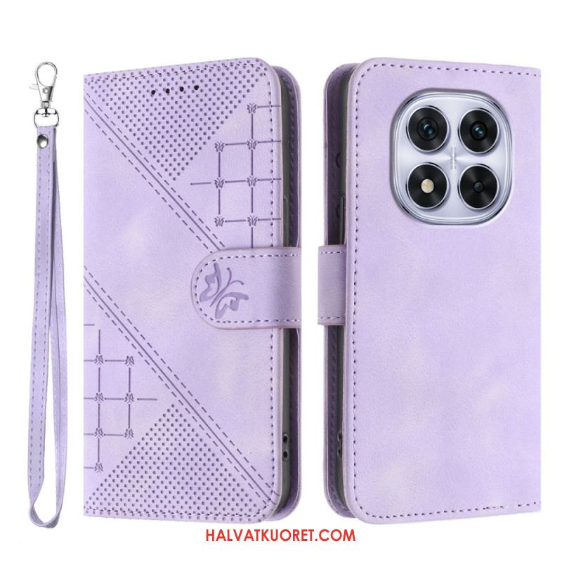 Nahkakotelo Xiaomi Redmi Note 14 Pro 4g Geometrinen Kuvio Hihnalla