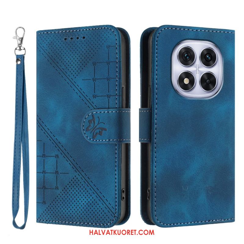 Nahkakotelo Xiaomi Redmi Note 14 Pro 4g Geometrinen Kuvio Hihnalla