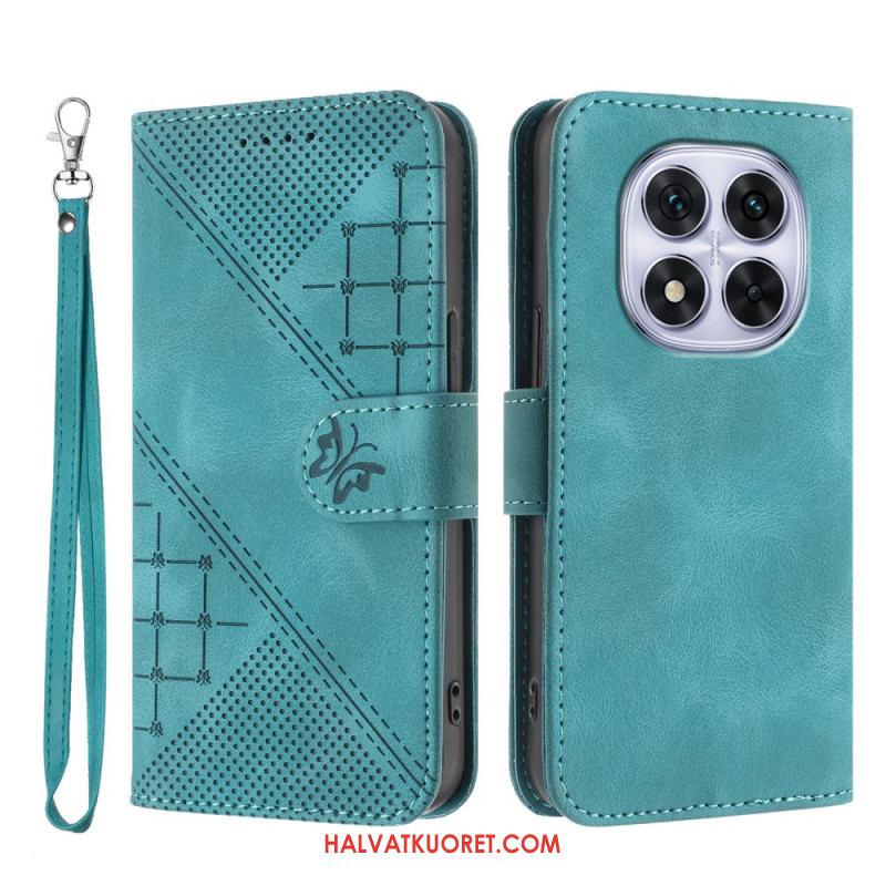 Nahkakotelo Xiaomi Redmi Note 14 Pro 4g Geometrinen Kuvio Hihnalla