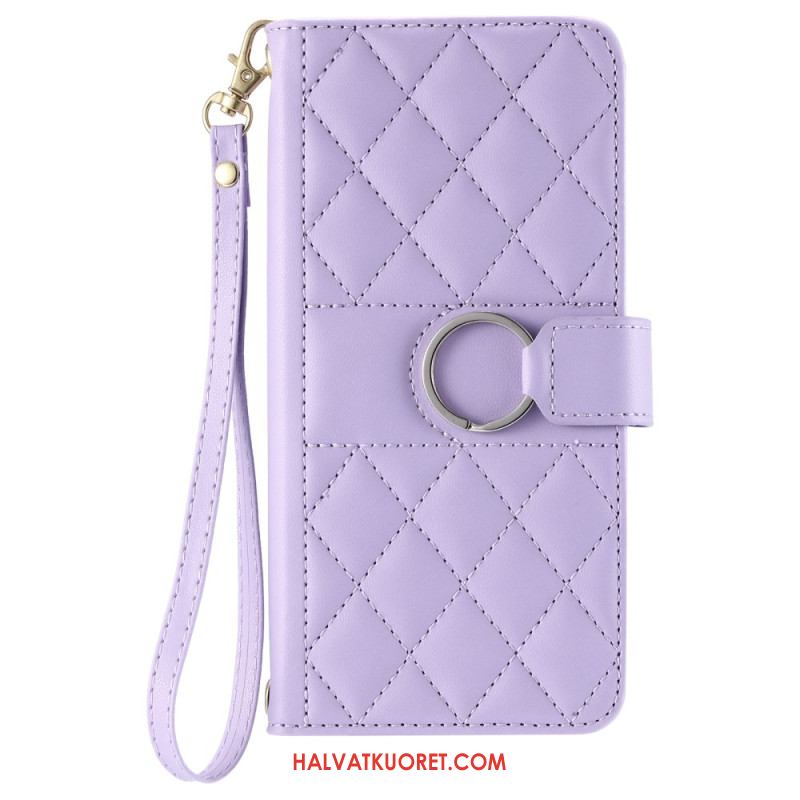 Nahkakotelo Xiaomi Redmi Note 14 Pro 5g Tikattu Hihna Ja Olkahihna