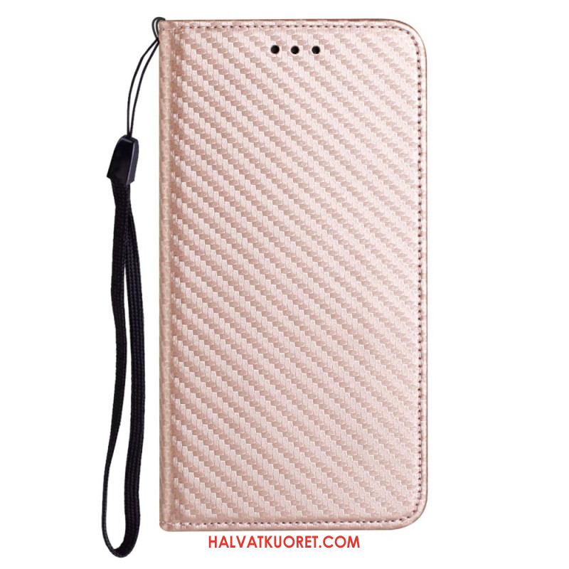 Nahkakotelo Xiaomi Redmi Note 14 Pro Plus 5g Hiilikuitu Strap-on Suojakuori