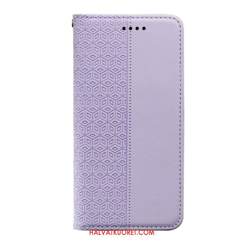 Nahkakotelo Xiaomi Redmi Note 14s Ruutukuvio Ja Hihna Suojakuori