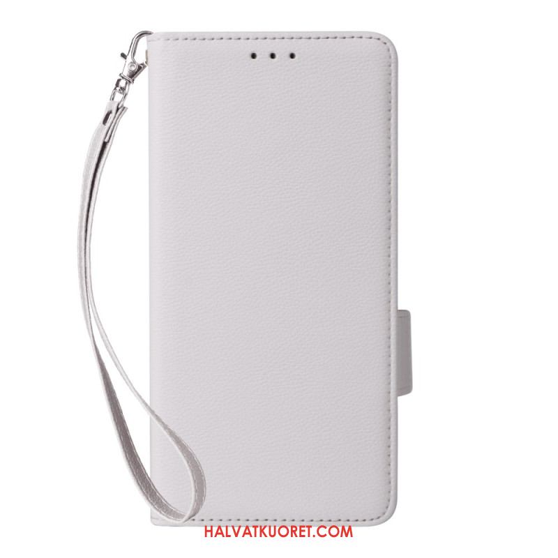 Nahkakotelo Xiaomi Redmi Note 15 Pro Plus 5g Litsi-keinonahka Hihnalla