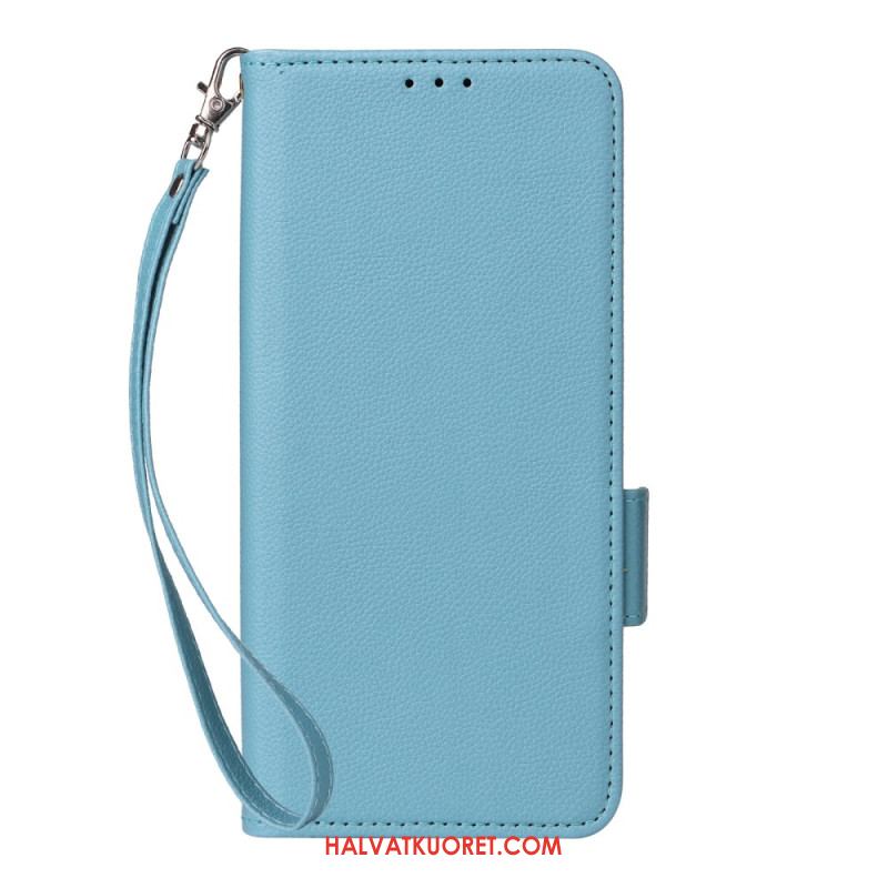 Nahkakotelo Xiaomi Redmi Note 15 Pro Plus 5g Litsi-keinonahka Hihnalla