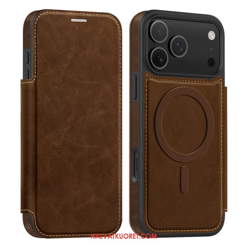 Nahkakotelo iPhone 17 Pro Max Puhelinkuoret Magsafe-yhteensopiva Rfid-korttikotelon Kanssa