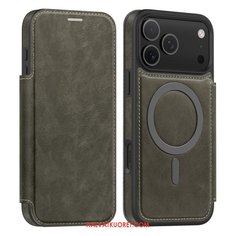 Nahkakotelo iPhone 17 Pro Max Puhelinkuoret Magsafe-yhteensopiva Rfid-korttikotelon Kanssa