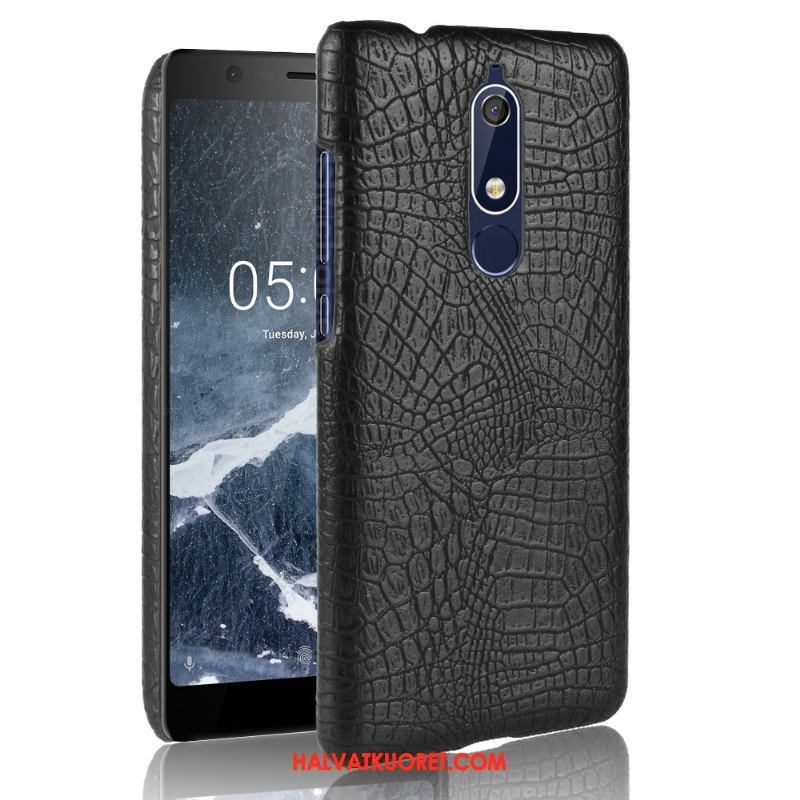 Nokia 5.1 Kuoret Kukkakuvio Suojaus Kotelo, Nokia 5.1 Kuori Krokotiili Kova Braun