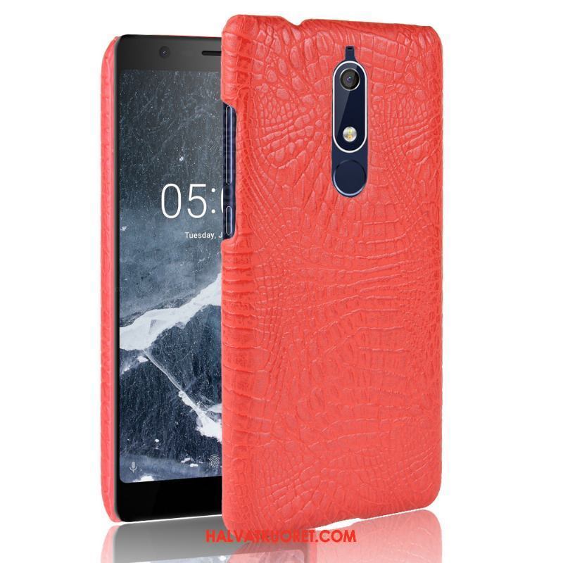 Nokia 5.1 Kuoret Kukkakuvio Suojaus Kotelo, Nokia 5.1 Kuori Krokotiili Kova Braun