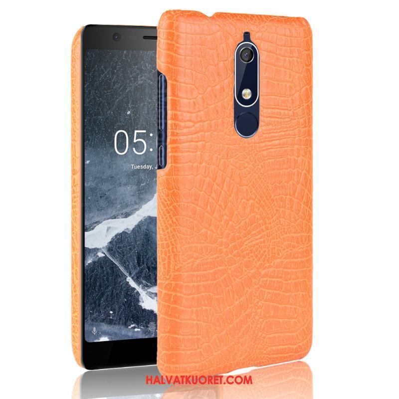 Nokia 5.1 Kuoret Kukkakuvio Suojaus Kotelo, Nokia 5.1 Kuori Krokotiili Kova Braun