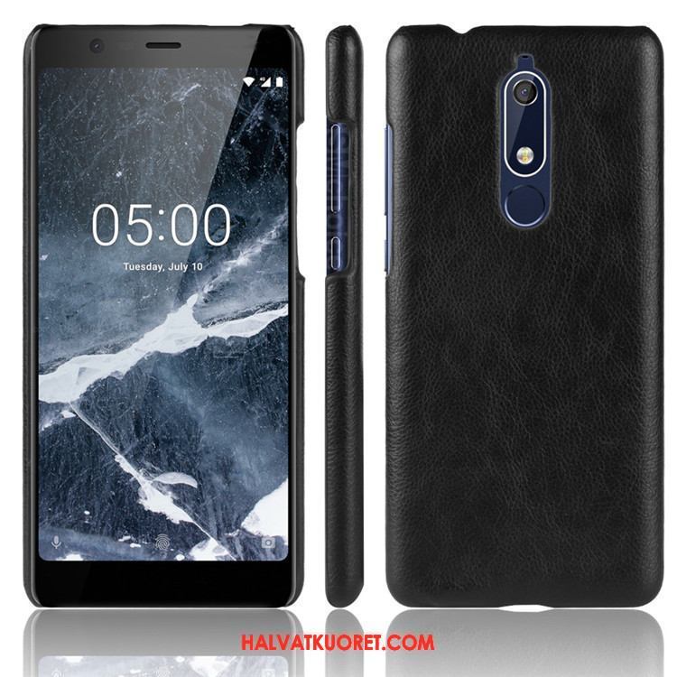 Nokia 5.1 Kuoret Litsi Kotelo, Nokia 5.1 Kuori Suojaus Nahka Braun