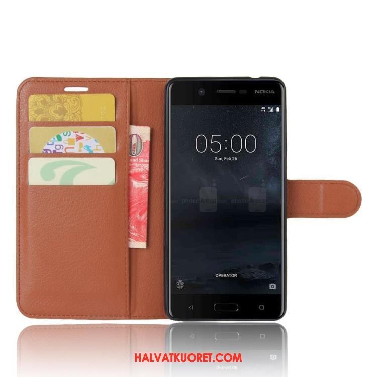 Nokia 5 Kuoret Suojaus Vihreä Salkku, Nokia 5 Kuori Kortti Nahkakotelo