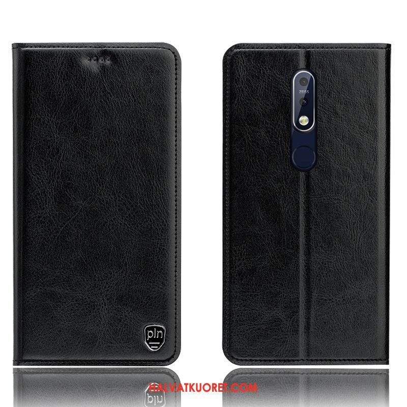 Nokia 7.1 Kuoret Nahkakotelo Kukkakuvio, Nokia 7.1 Kuori Harmaa Suojaus