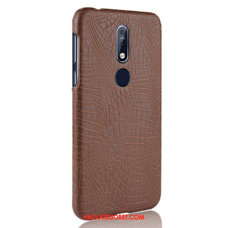 Nokia 7.1 Kuoret Sininen Pesty Suede Kukkakuvio, Nokia 7.1 Kuori Vuosikerta Kotelo