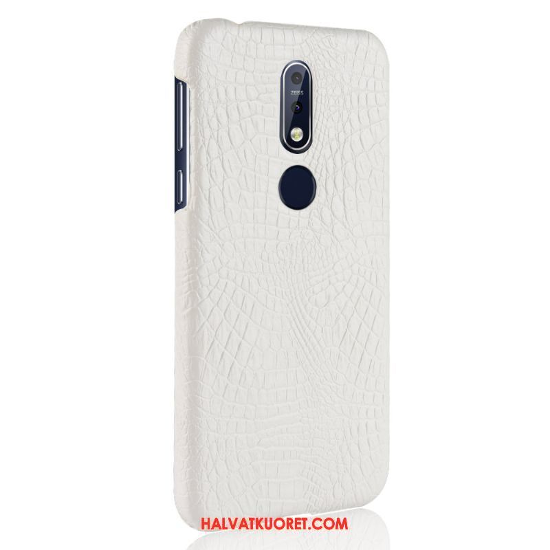 Nokia 7.1 Kuoret Sininen Pesty Suede Kukkakuvio, Nokia 7.1 Kuori Vuosikerta Kotelo