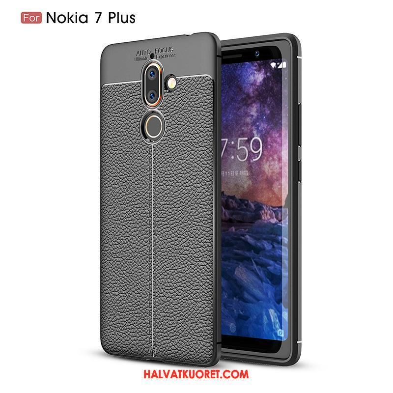 Nokia 7 Plus Kuoret Litsi Suojaus Pehmeä Neste, Nokia 7 Plus Kuori Kukkakuvio Harmaa