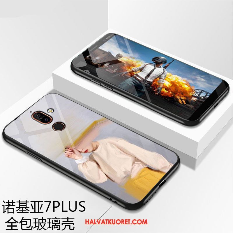 Nokia 7 Plus Kuoret Murtumaton Lasi All Inclusive, Nokia 7 Plus Kuori Pehmeä Neste